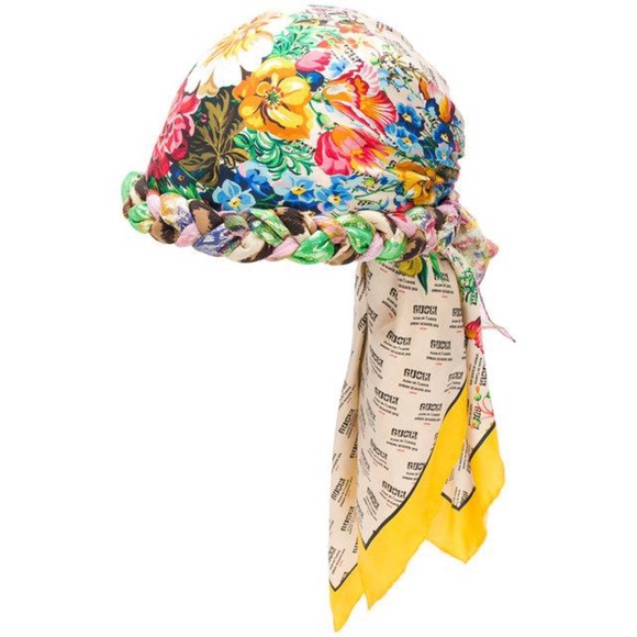 Gucci Invite And Floral Print Silk Turban NWT - Picture 7 of 16